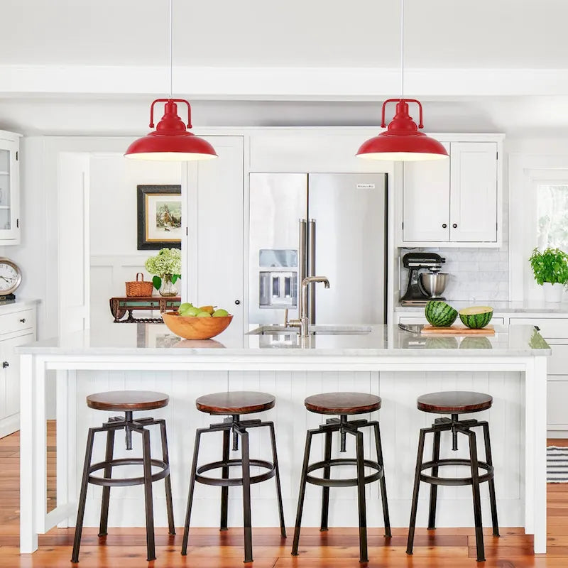 Suspension 60 W à une lumière avec abat-jour en forme de dôme pour îlot de cuisine, lustre semi-encastré classique pour salle à manger