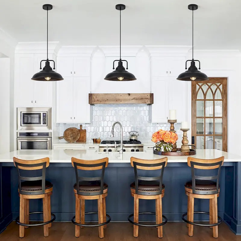 Suspension 60 W à une lumière avec abat-jour en forme de dôme pour îlot de cuisine, lustre semi-encastré classique pour salle à manger