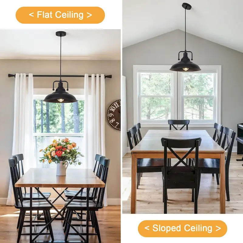 Suspension 60 W à une lumière avec abat-jour en forme de dôme pour îlot de cuisine, lustre semi-encastré classique pour salle à manger