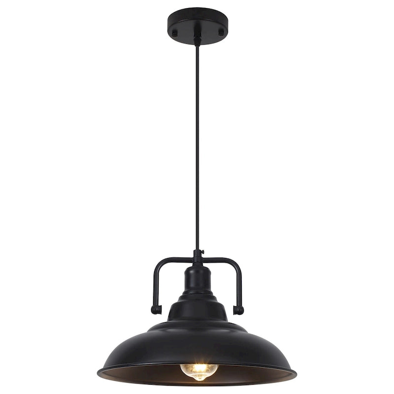 Suspension 60 W à une lumière avec abat-jour en forme de dôme pour îlot de cuisine, lustre semi-encastré classique pour salle à manger