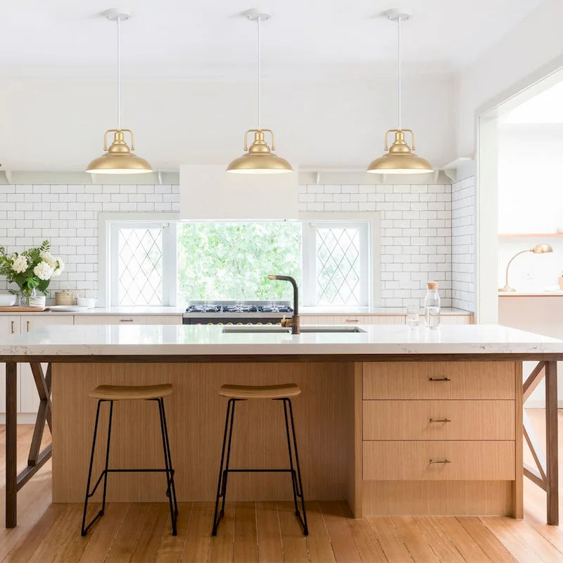 Suspension 60 W à une lumière avec abat-jour en forme de dôme pour îlot de cuisine, lustre semi-encastré classique pour salle à manger