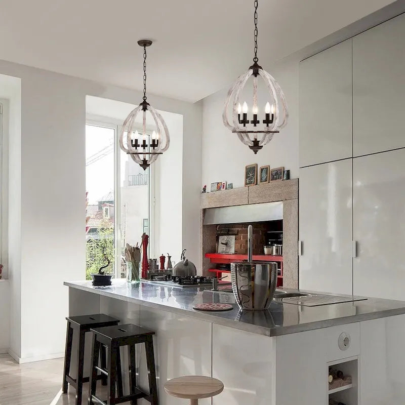 Suspension rustique Nelly 19 pouces en forme de goutte d'eau, 5 lumières