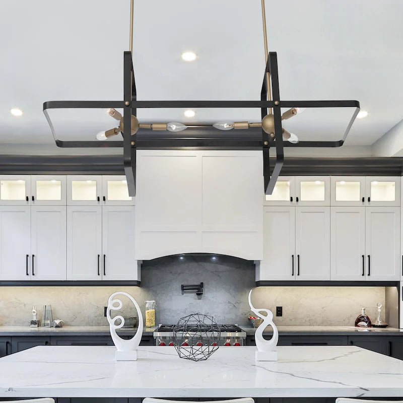 Suspension linéaire moderne à 6 lumières pour îlot de cuisine - 42,13 x 16,73 x 16,54