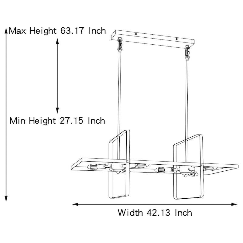 Suspension linéaire moderne à 6 lumières pour îlot de cuisine - 42,13 x 16,73 x 16,54
