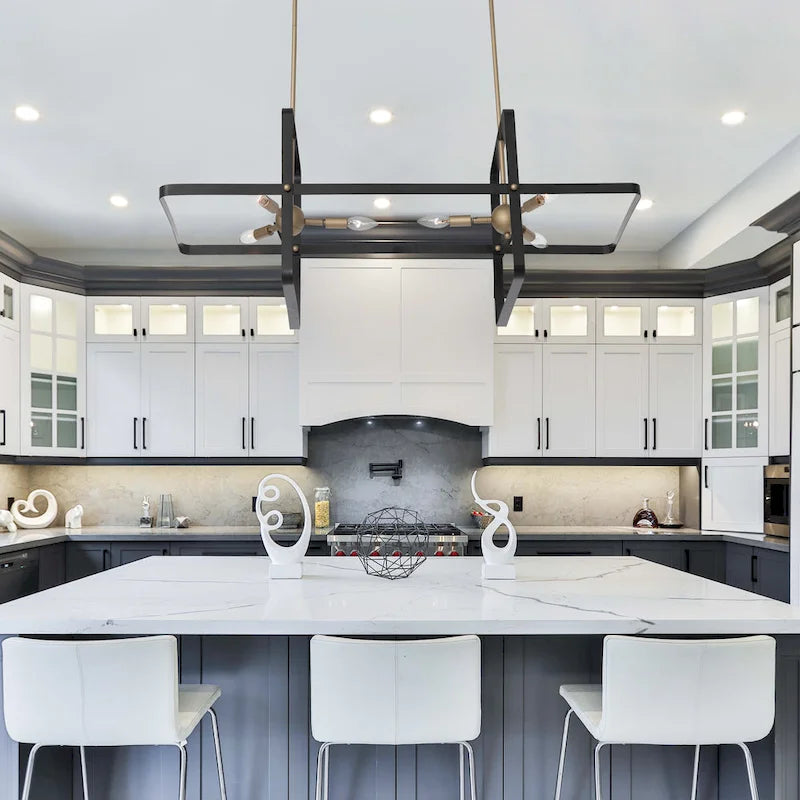 Suspension linéaire moderne à 6 lumières pour îlot de cuisine - 42,13 x 16,73 x 16,54