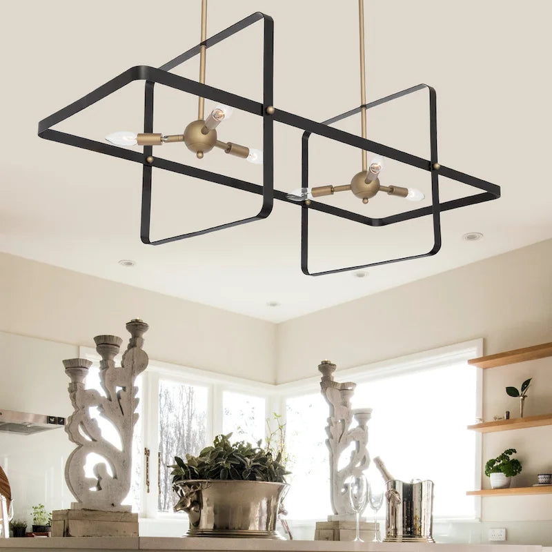 Suspension linéaire moderne à 6 lumières pour îlot de cuisine - 42,13 x 16,73 x 16,54