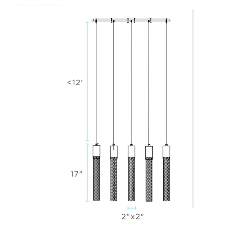 Lustre cylindrique en acrylique // 5 lumières - Non disponible