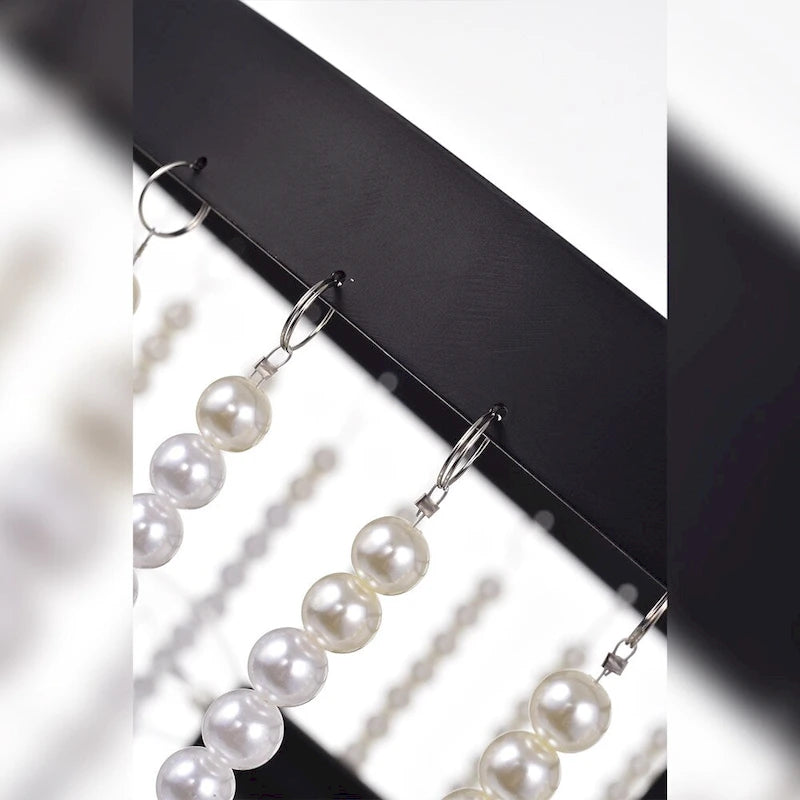 Pendentif Cahrin à 3 lumières et perles de 40 cm