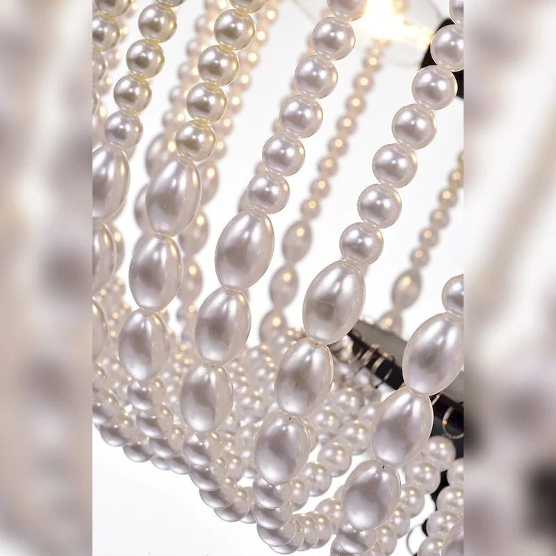 Pendentif Cahrin à 3 lumières et perles de 40 cm