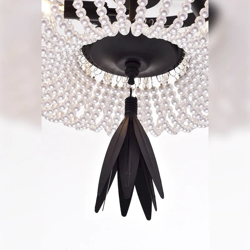 Pendentif Cahrin à 3 lumières et perles de 40 cm