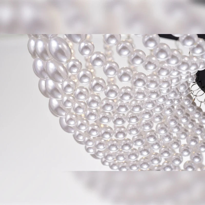 Pendentif Cahrin à 3 lumières et perles de 40 cm