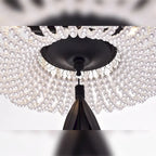 Pendentif Cahrin à 3 lumières et perles de 40 cm