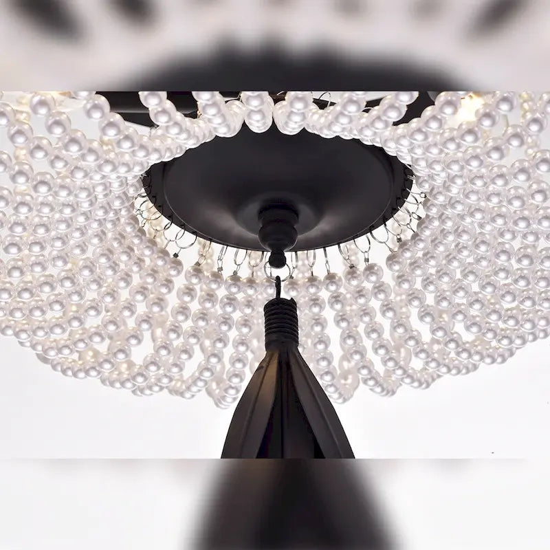 Pendentif Cahrin à 3 lumières et perles de 40 cm