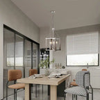 Suspension Jenus de 33 cm (13 pouces) en forme de boîte, style ferme antique, à 4 lumières