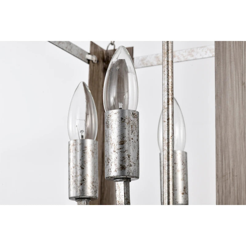 Suspension Jenus de 33 cm (13 pouces) en forme de boîte, style ferme antique, à 4 lumières