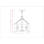 Suspension Jenus de 33 cm (13 pouces) en forme de boîte, style ferme antique, à 4 lumières