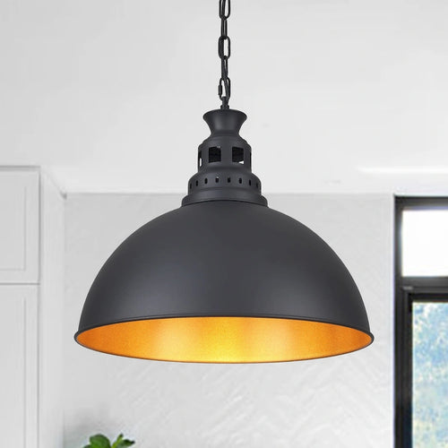 1-Light Industrial Pendant Light with Metal Shade for Bedroom Dining Room Kitchen