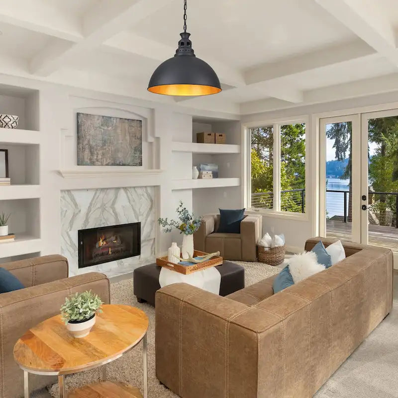 Suspension industrielle à une lumière avec abat-jour en métal pour chambre, salle à manger et cuisine