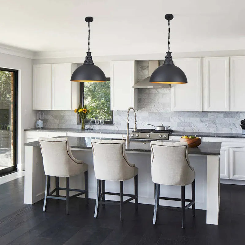 Suspension industrielle à une lumière avec abat-jour en métal pour chambre, salle à manger et cuisine