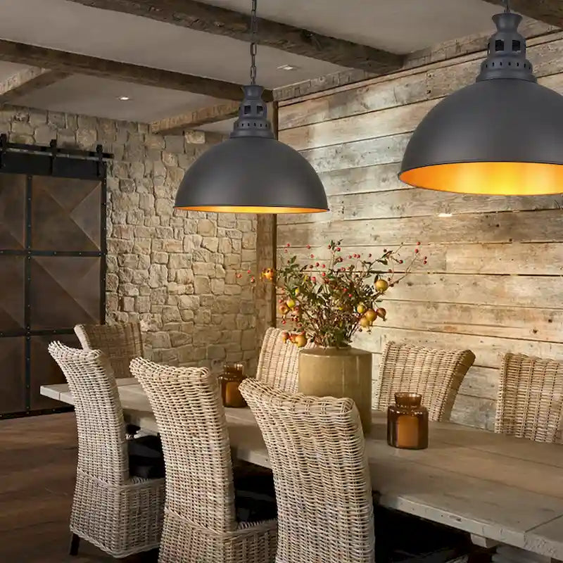 Suspension industrielle à une lumière avec abat-jour en métal pour chambre, salle à manger et cuisine