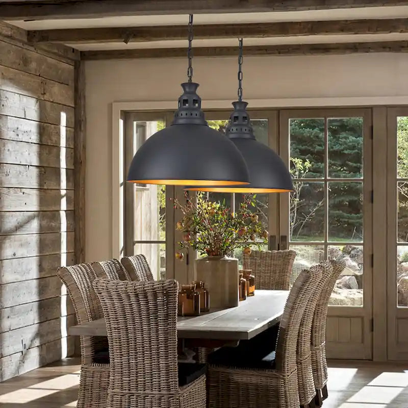 Suspension industrielle à une lumière avec abat-jour en métal pour chambre, salle à manger et cuisine