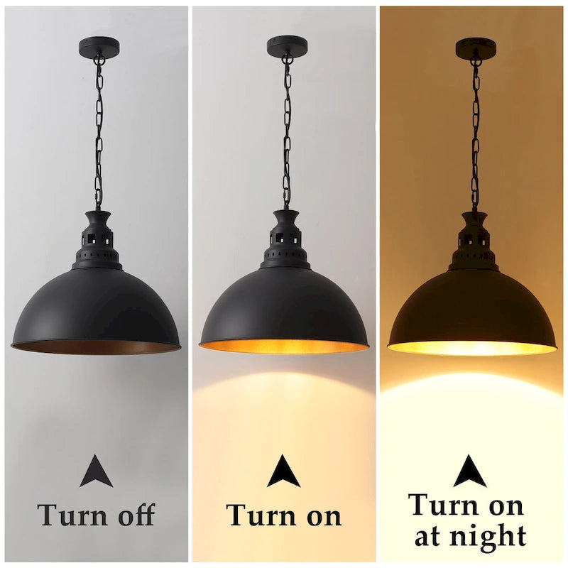 Suspension industrielle à une lumière avec abat-jour en métal pour chambre, salle à manger et cuisine