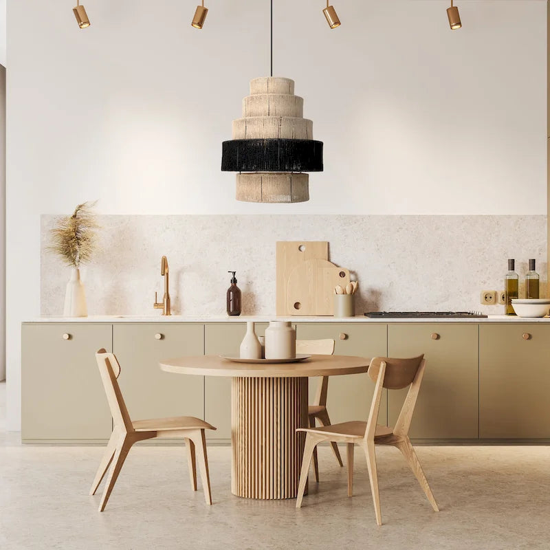 Suspension à plusieurs niveaux Sammie River of Goods, coloris naturel et noir, avec cordon de suspension réglable - 22 x 22 x 29/88