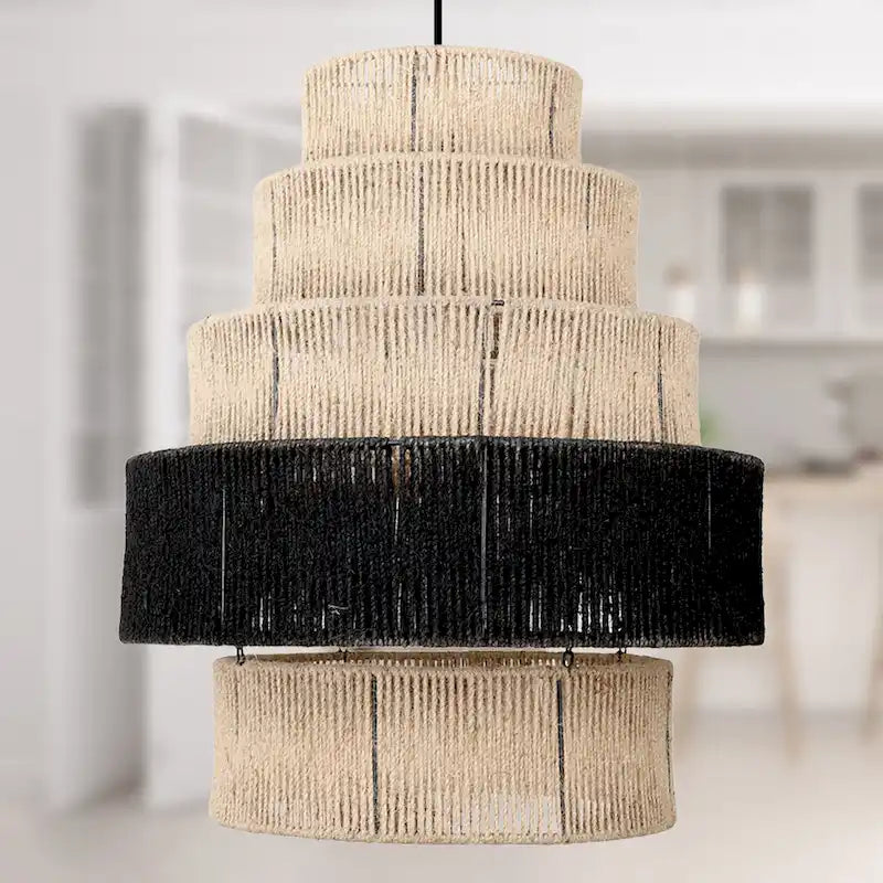 Suspension à plusieurs niveaux Sammie River of Goods, coloris naturel et noir, avec cordon de suspension réglable - 22 x 22 x 29/88