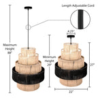 Suspension à plusieurs niveaux Sammie River of Goods, coloris naturel et noir, avec cordon de suspension réglable - 22 x 22 x 29/88