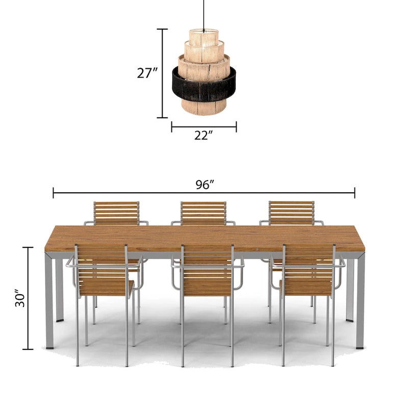Suspension à plusieurs niveaux Sammie River of Goods, coloris naturel et noir, avec cordon de suspension réglable - 22 x 22 x 29/88