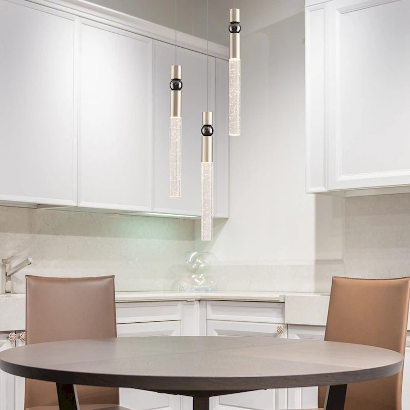 Suspension LED à 3 lumières avec cristal et variateur, plafonnier suspendu