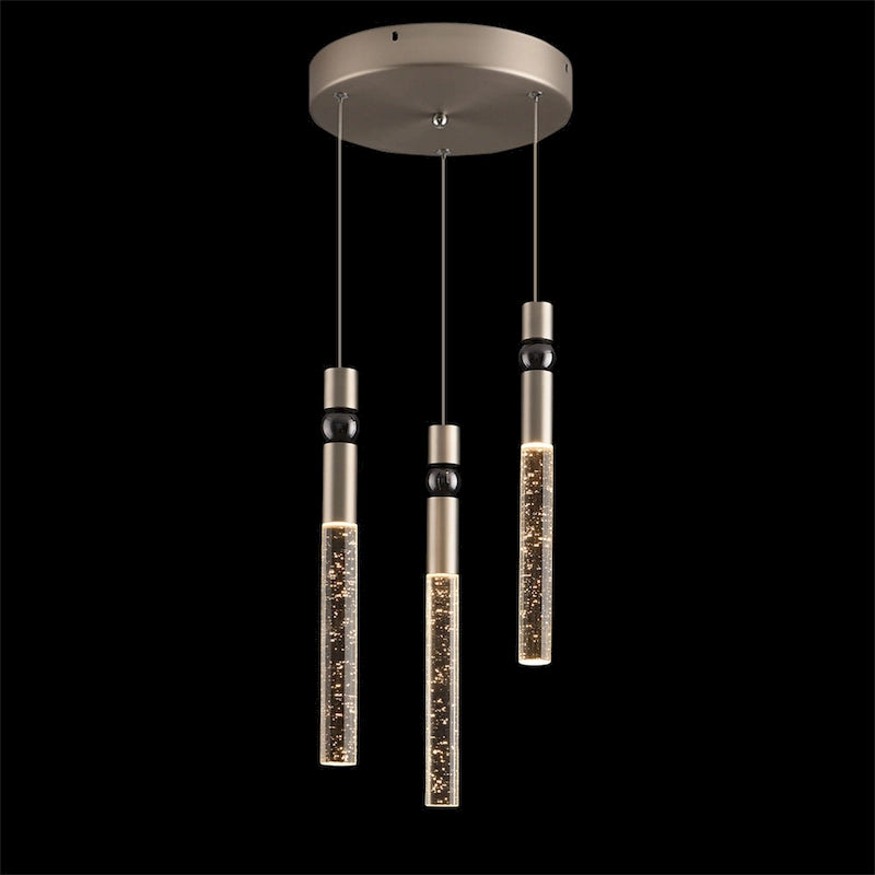 Suspension LED à 3 lumières avec cristal et variateur, plafonnier suspendu