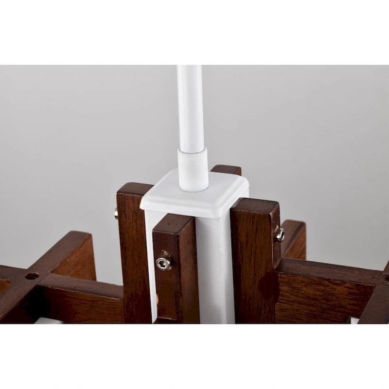 Suspension Tripner 12 en bois teinté et finition blanche avec globes opaques