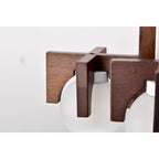 Suspension Tripner 12 en bois teinté et finition blanche avec globes opaques