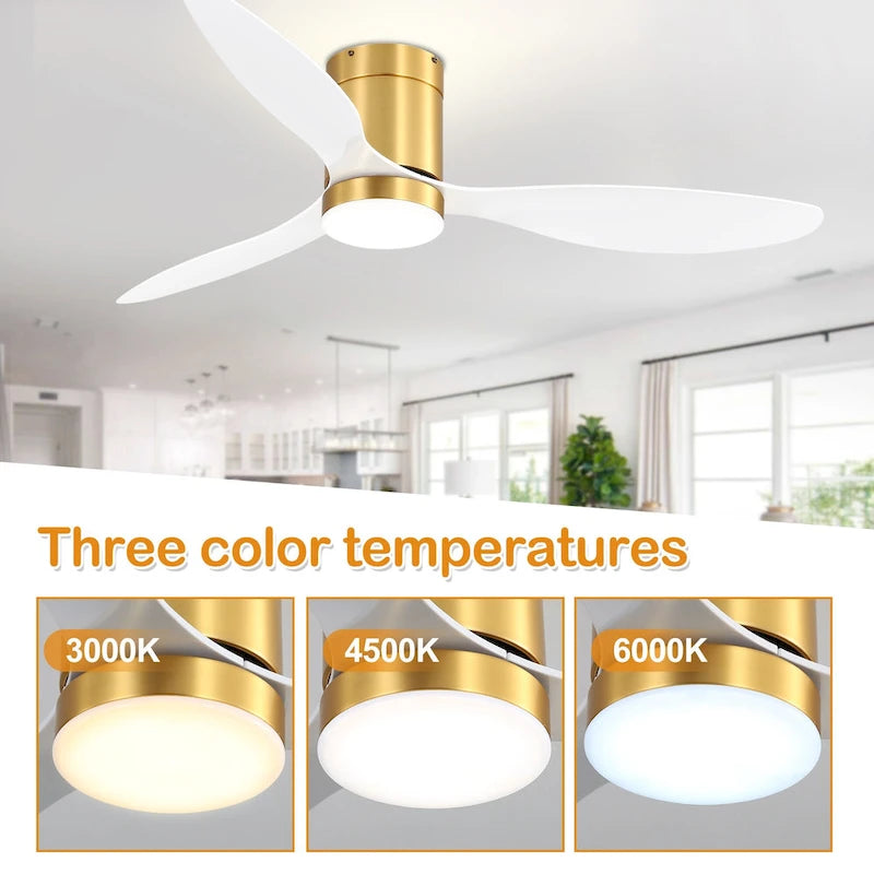 Ventilateur de plafond encastré intérieur à DEL de 52 pouces avec télécommande pour la lumière (3 pales)