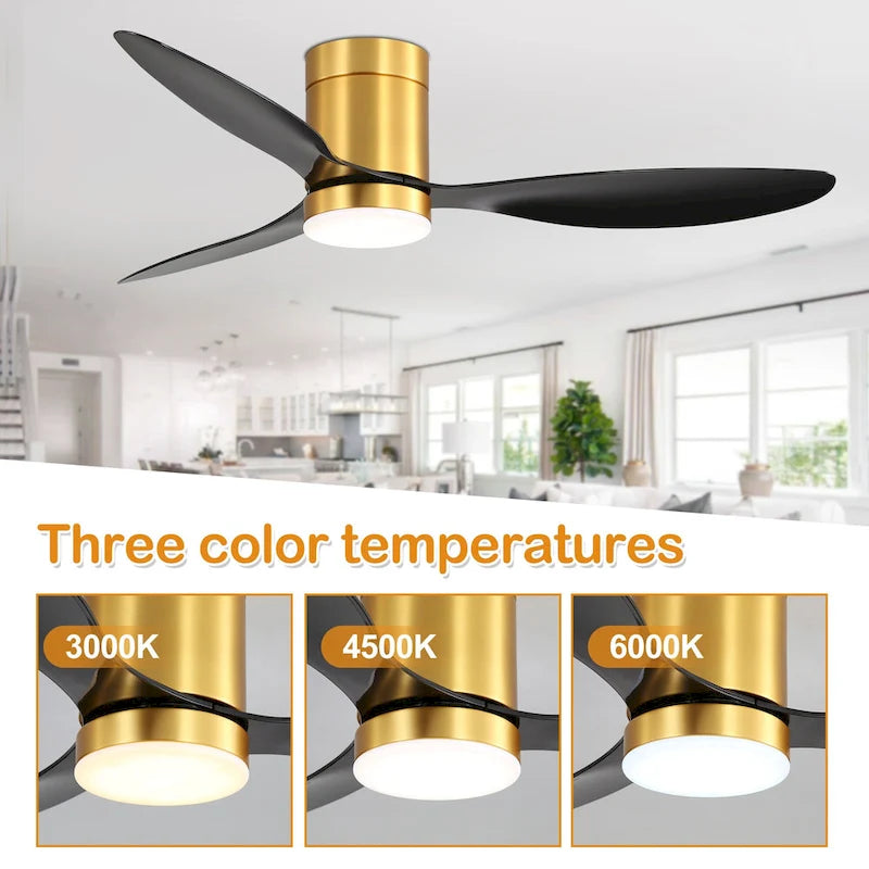 Ventilateur de plafond encastré intérieur à DEL de 52 pouces avec télécommande pour la lumière (3 pales)