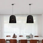 Suspension Miku Black à 1 lumière en rotin avec clochette