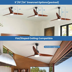 Ventilateur de plafond intérieur en bois de 142 cm (56 pouces) avec lumière et télécommande, 3 pales en bois, pour chambre à coucher - Diamètre : 142 cm (56 pouces)