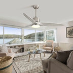 Ventilateur de plafond intérieur en bois de 142 cm (56 pouces) avec lumière et télécommande, 3 pales en bois, pour chambre à coucher - Diamètre : 142 cm (56 pouces)