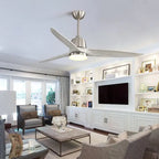 Ventilateur de plafond intérieur en bois de 142 cm (56 pouces) avec lumière et télécommande, 3 pales en bois, pour chambre à coucher - Diamètre : 142 cm (56 pouces)