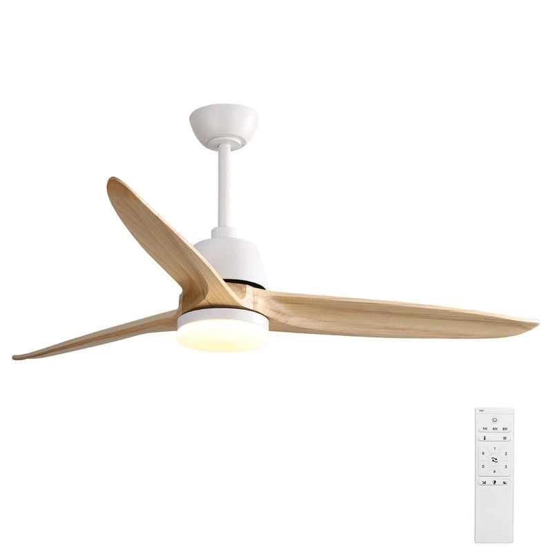 Ventilateur de plafond intérieur en bois de 142 cm (56 pouces) avec lumière et télécommande, 3 pales en bois, pour chambre à coucher - Diamètre : 142 cm (56 pouces)