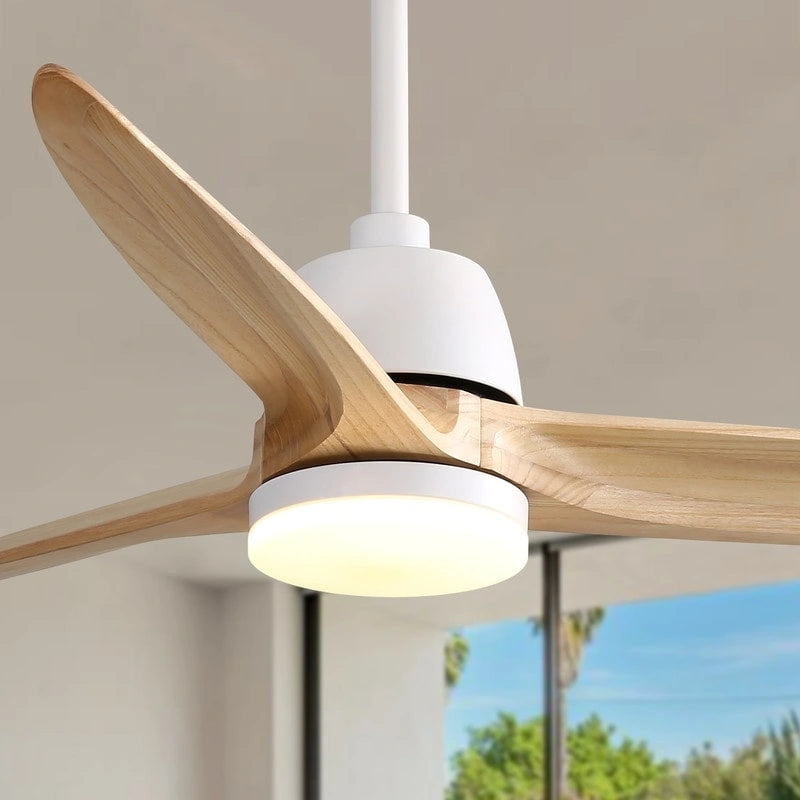 Ventilateur de plafond intérieur en bois de 142 cm (56 pouces) avec lumière et télécommande, 3 pales en bois, pour chambre à coucher - Diamètre : 142 cm (56 pouces)