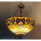 Suspension victorienne à trois lumières de style Tiffany, Copper Grove Cardrona