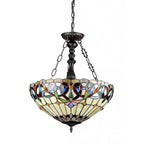 Suspension victorienne à trois lumières de style Tiffany, Copper Grove Cardrona