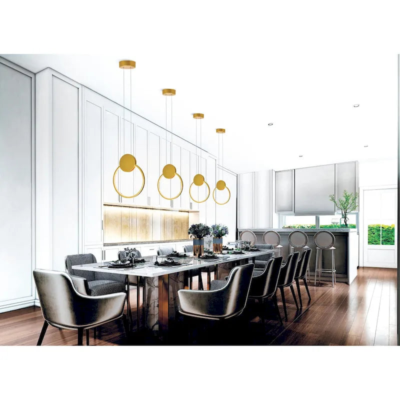 Mini pendentif à poulie 10 pouces LED or satiné - Or satiné