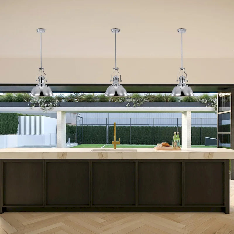 Suspension Didia à une lumière, dôme chromé de 33 cm (13 pouces)