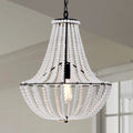 Roly 16 Inch White Beads Bohemian Pendant Chandelier 1-Light