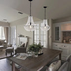 Lustre suspendu bohème Roly 16 pouces à perles blanches, 1 lumière