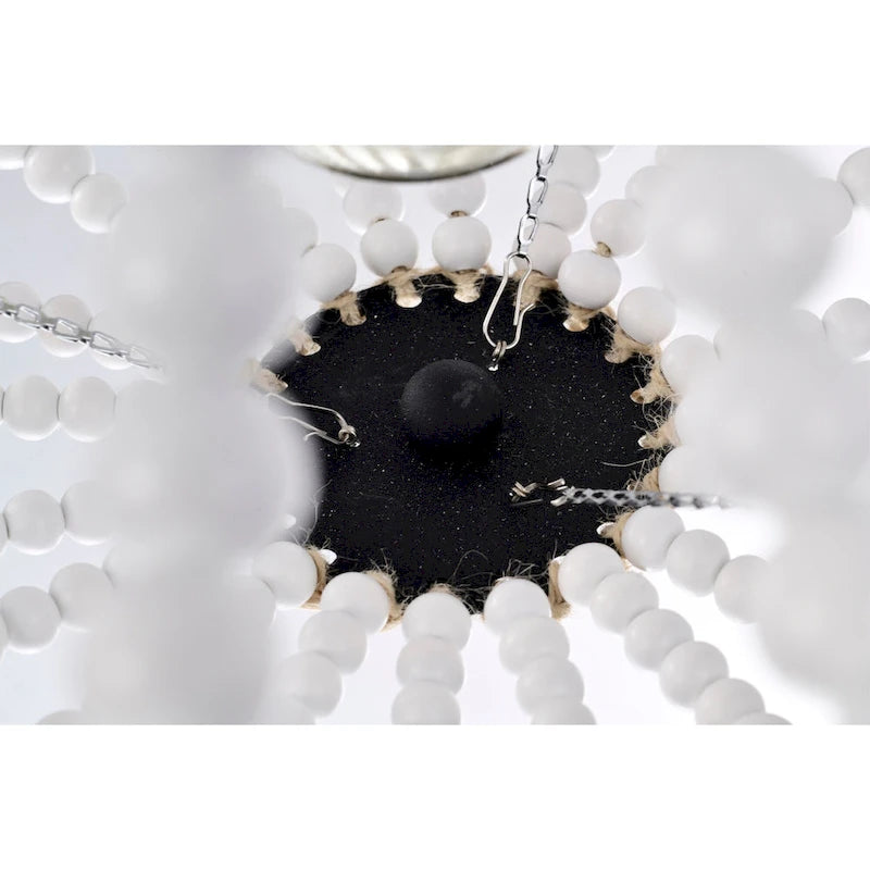 Lustre suspendu bohème Roly 16 pouces à perles blanches, 1 lumière