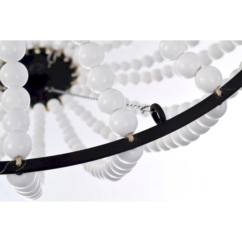 Lustre suspendu bohème Roly 16 pouces à perles blanches, 1 lumière